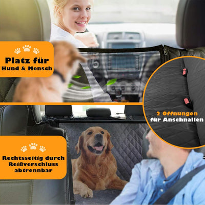 PiPiCat Hundedecke für die Auto-Rückbank, mit Seitenschutz, Sichtfenster, Kratzfest, wasserabweisend