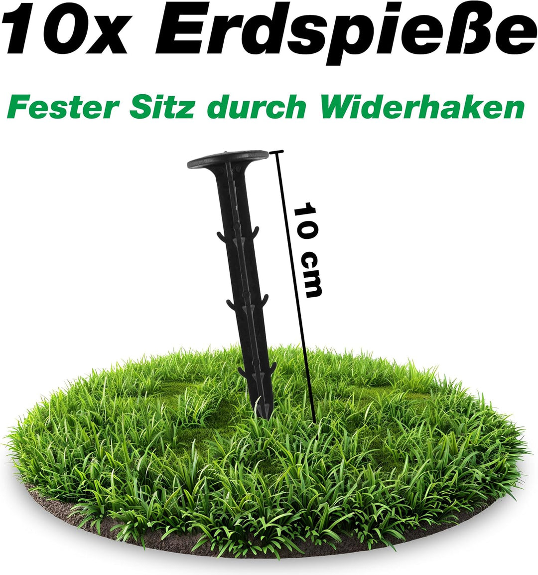 Abdecknetz (2x3m) schwarz mit Erdspiessen | feinmaschig (10x10mm) mit stabilem Rand | Teichabdeckung