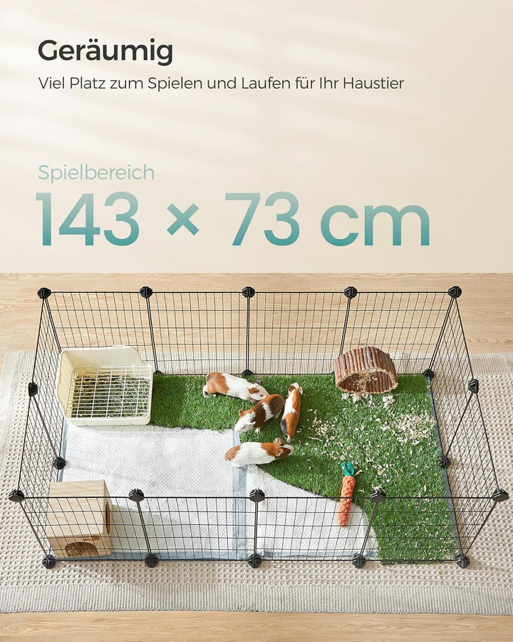 SONGMICS Freilauf, DIY-Kleintiergehege, Kleintierkäfig, Welpenauslauf, Kaninchen, Meerschweinchen, M