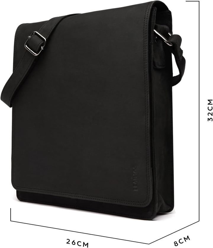 LEABAGS London Leder Umhängetasche – Vintage Messenger Bag aus Echtleder für Damen & Herren – Kleine