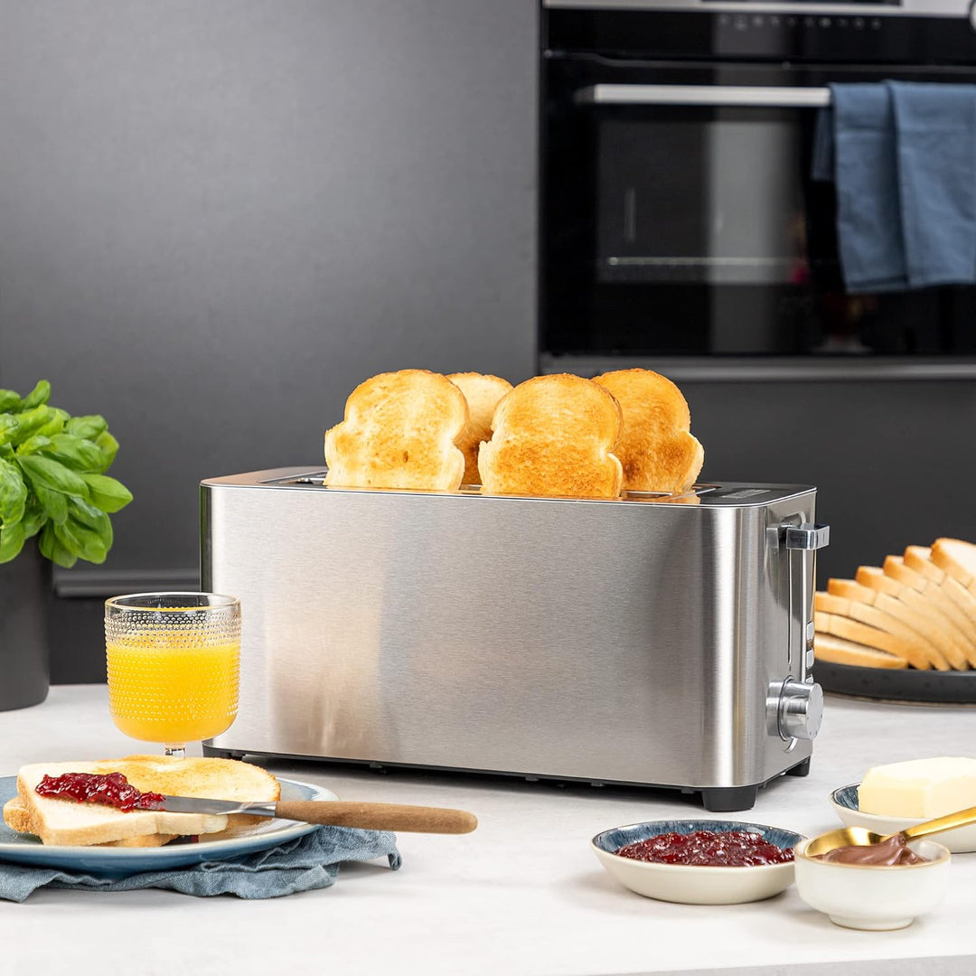Princess 142402 Steel Toaster 2 Langer Schlitz - 7 einstellbare Stufen - 1400 W 4 Toasts Langer Schl