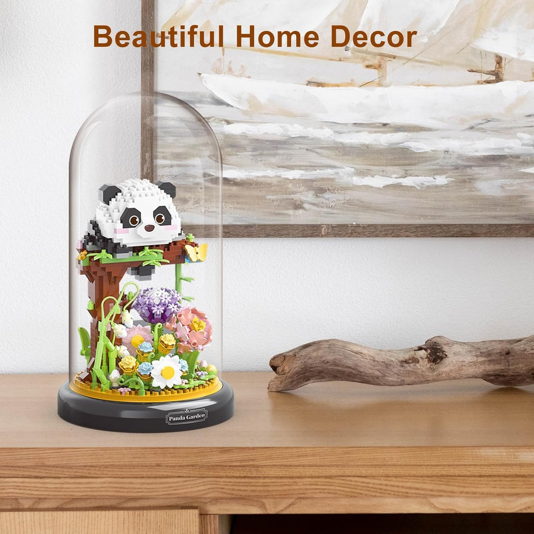 Panda Blumenstrauss Bausteine Bausatz, kreativer DIY Tiere Blumen Bauset Blumen Pflanzen Blumenstrau