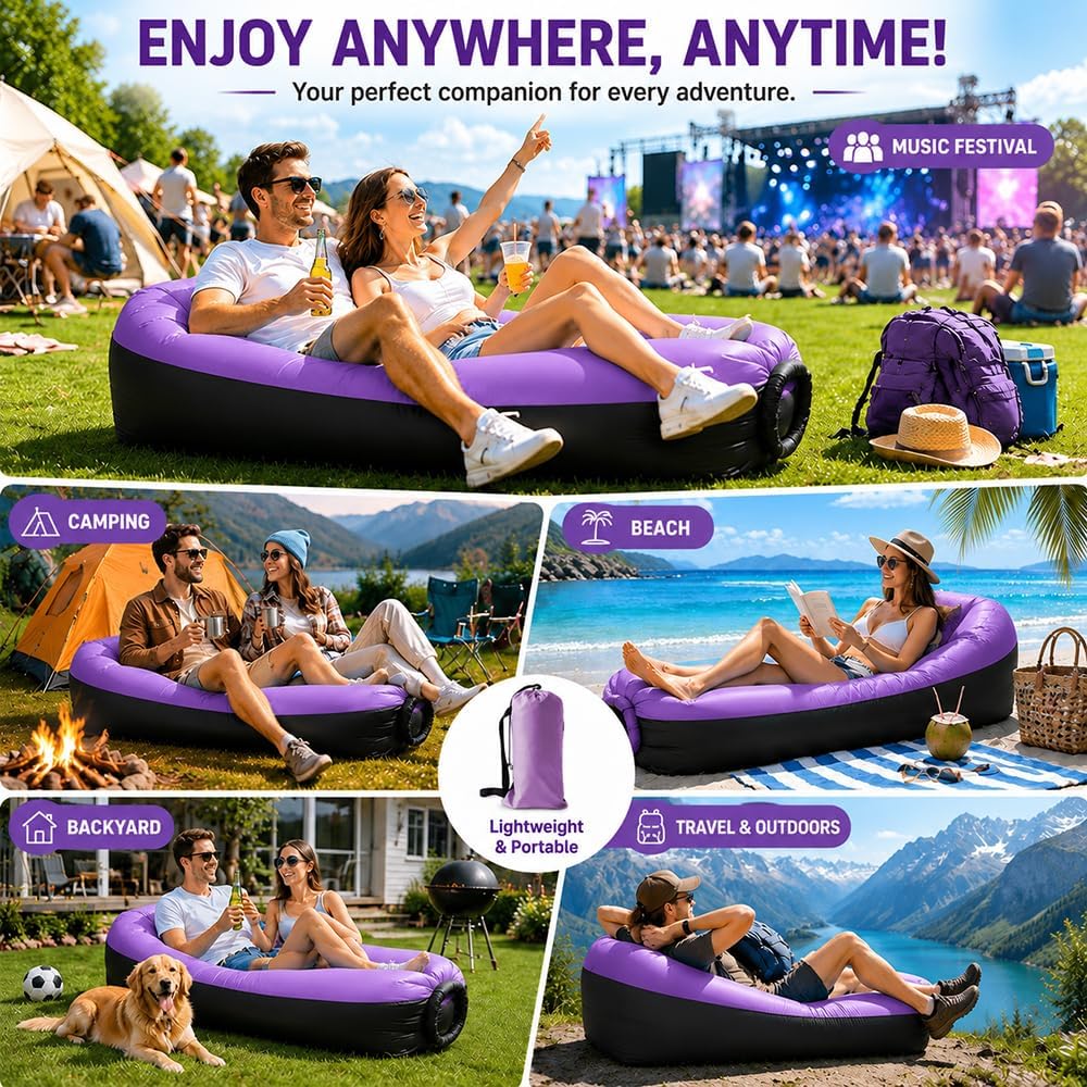 Aufblasbares Sofa, Camping Sofa Aufblasbar, Tragbares Luft Sitzsack mit Aufbewahrungstasche, Air Lou