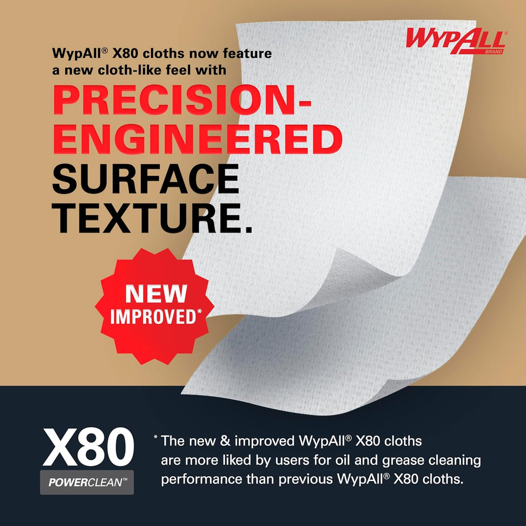 WypAll 8388 X80-Reinigungstücher 1-lagige, weissen, 4 Packungen x 50 viertelgefalteten Tüchern