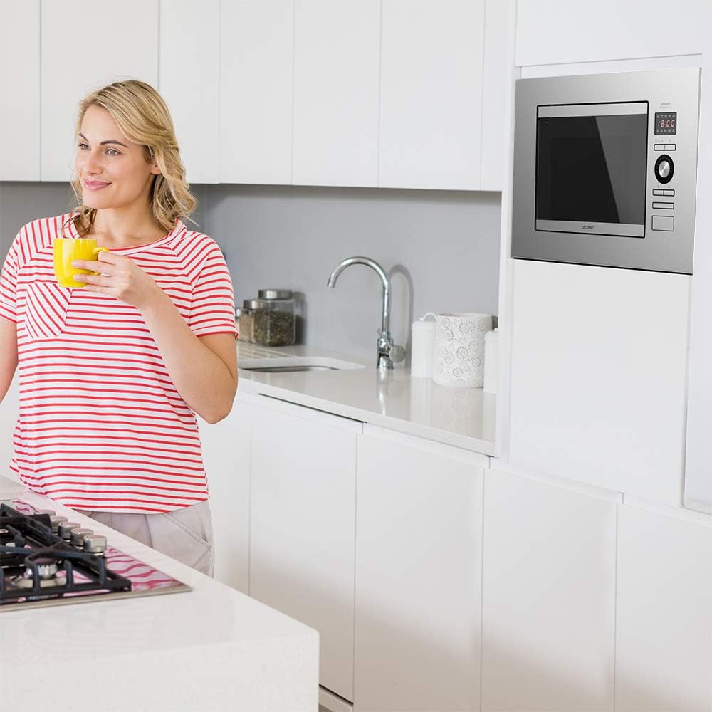 Cecotec Einbaubarer Digitaler Mikrowellenherd GrandHeat 2090 Built-In Steel. 800W Leistung, Einbaufä