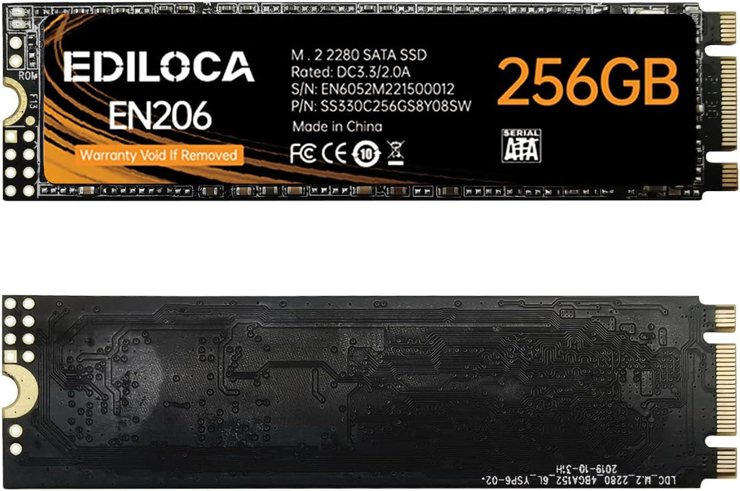 Ediloca EN206 256GB 3D NAND TLC M.2 SSD, M.2 2280 SATA III 6Gb/s SSD Interne Festplatte, Lese-/Schre