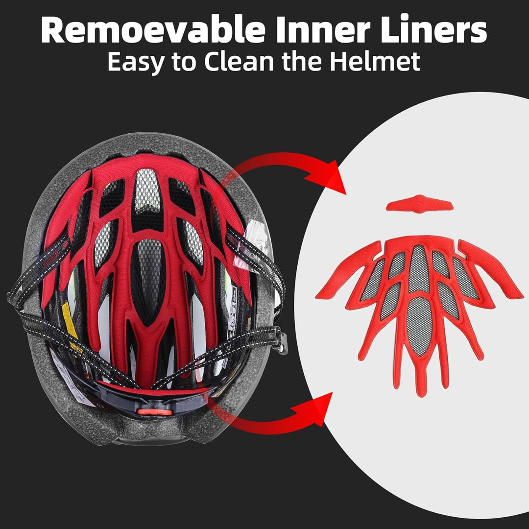 Shinmax Fahrradhelm mit LED-Beleuchtung, Fahrradhelm mit Sicherheitsbeleuchtung, magnetischer Fahrra
