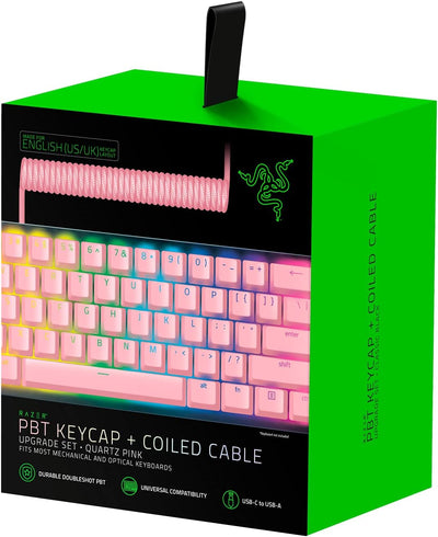 Razer Upgrade-Set mit PBT Tastenkappen + Spiralkabel (120 Doubleshot PBT Tasten, USB-C auf USB-A Kab