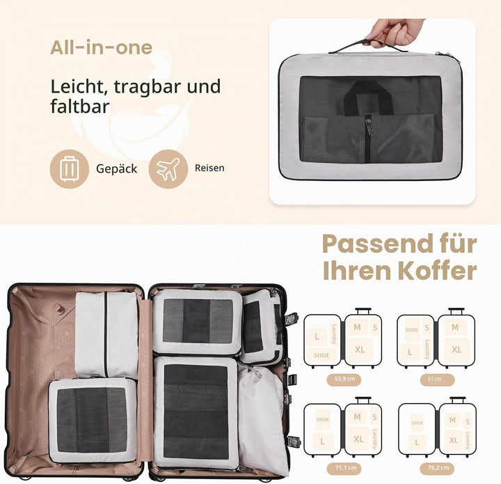 Kompressions-Packwürfel, Verbessertes Netzfenster, Sichtbar und Tragbar, Erweiterbare Reisegepäck-Or