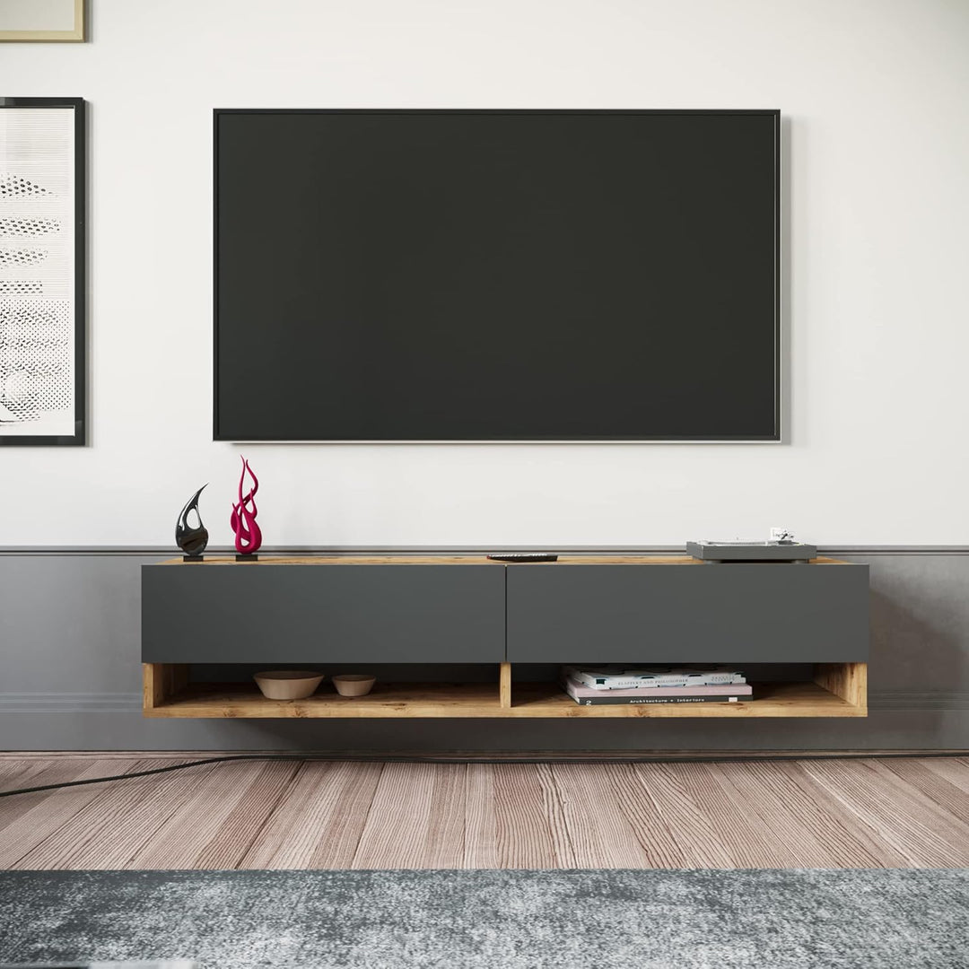 [en.casa] TV Board Laitila TV Schrank mit 2 Ablagen 2 Schranktüren Lowboard Fernsehtisch 140 x 31,5