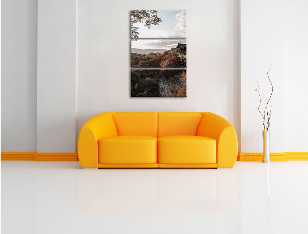 Pixxprint rieisger Kiyomizu-dera Tempel in Kyoto als Leinwandbild/Grösse: 3 Teilig (120x80) cm/Wandb