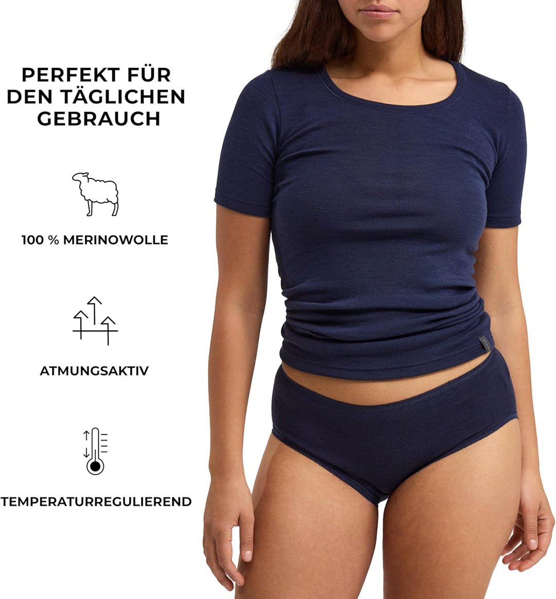 DILLING Damen Merino Wolle Midi Slip – Unterhose Aus 100% Bio Merinowolle – Atmungsaktive Briefs Ohn