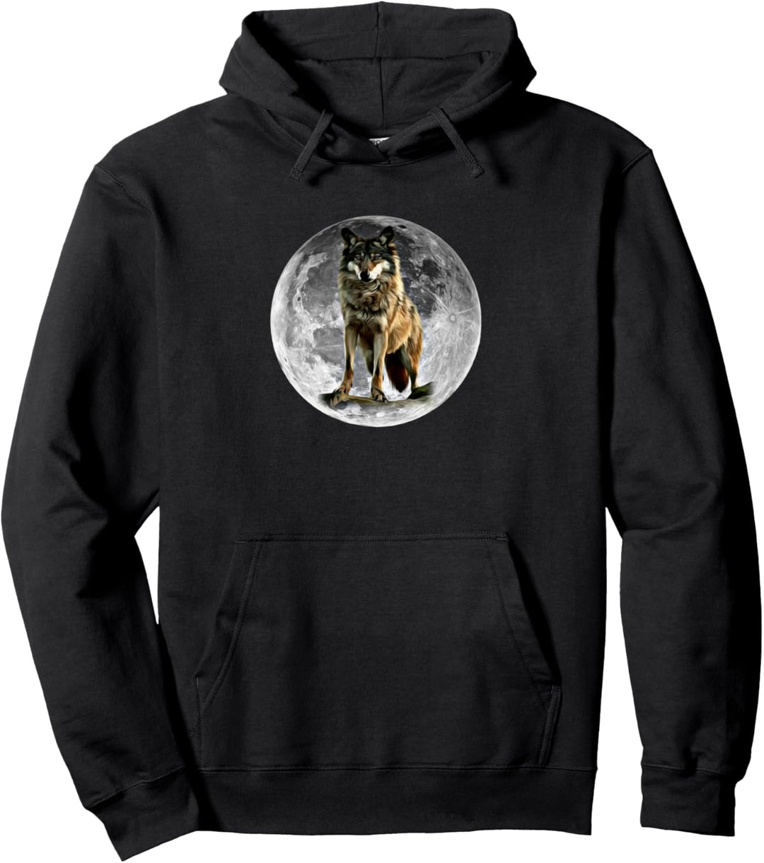 Wolf Motiv Mond Wölfe Pullover Hoodie