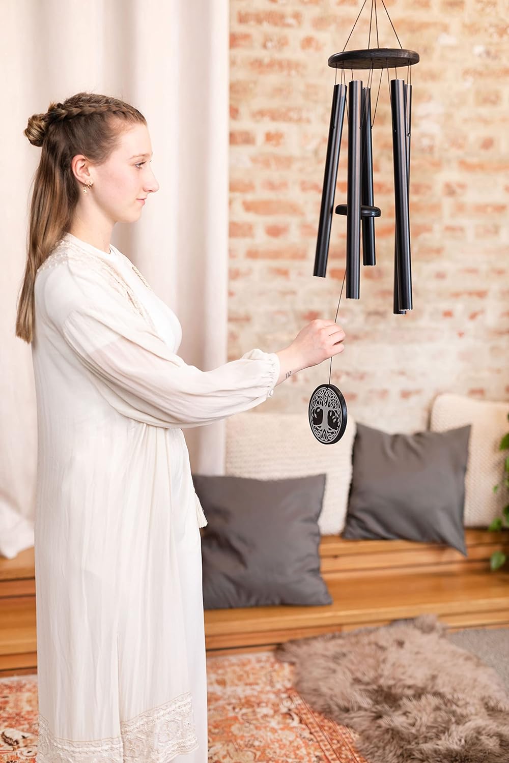 Sonic Energy Tree of Life Meditation Chime – Windspiel mit 5 Klangstäben (432 Hz) – für Garten u. En