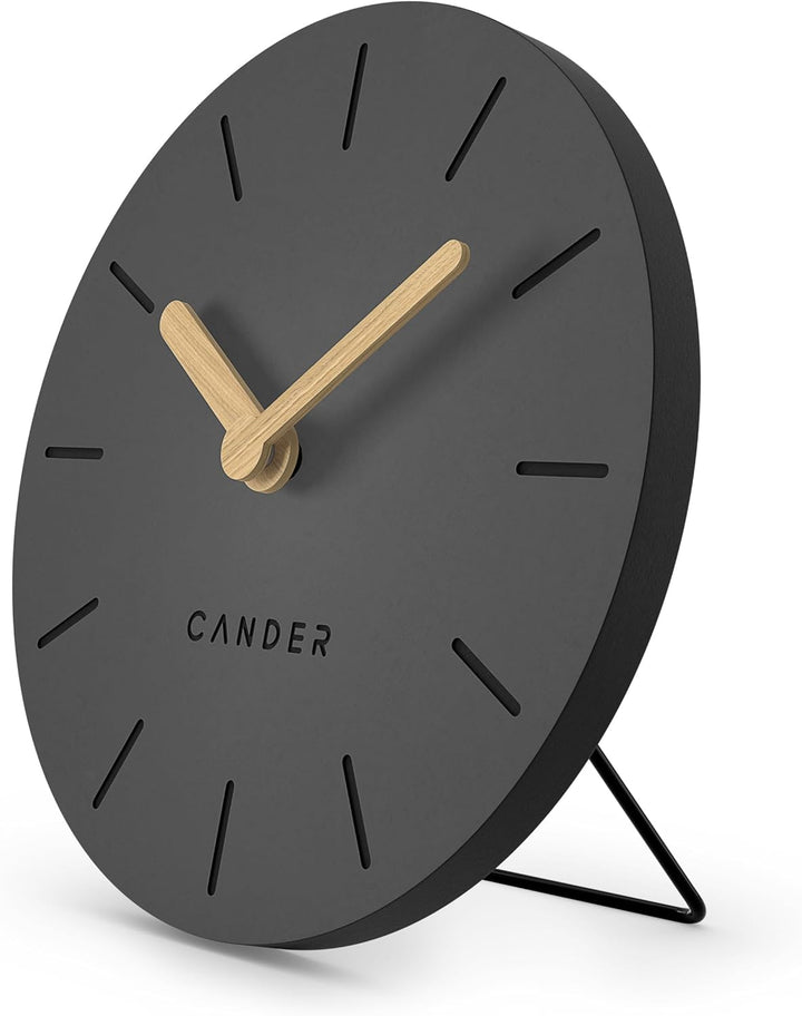 Cander Berlin MNU 2615 G Tischuhr grau 15 cm batteriebetrieben ohne Ticken Vintage analog modern Hol