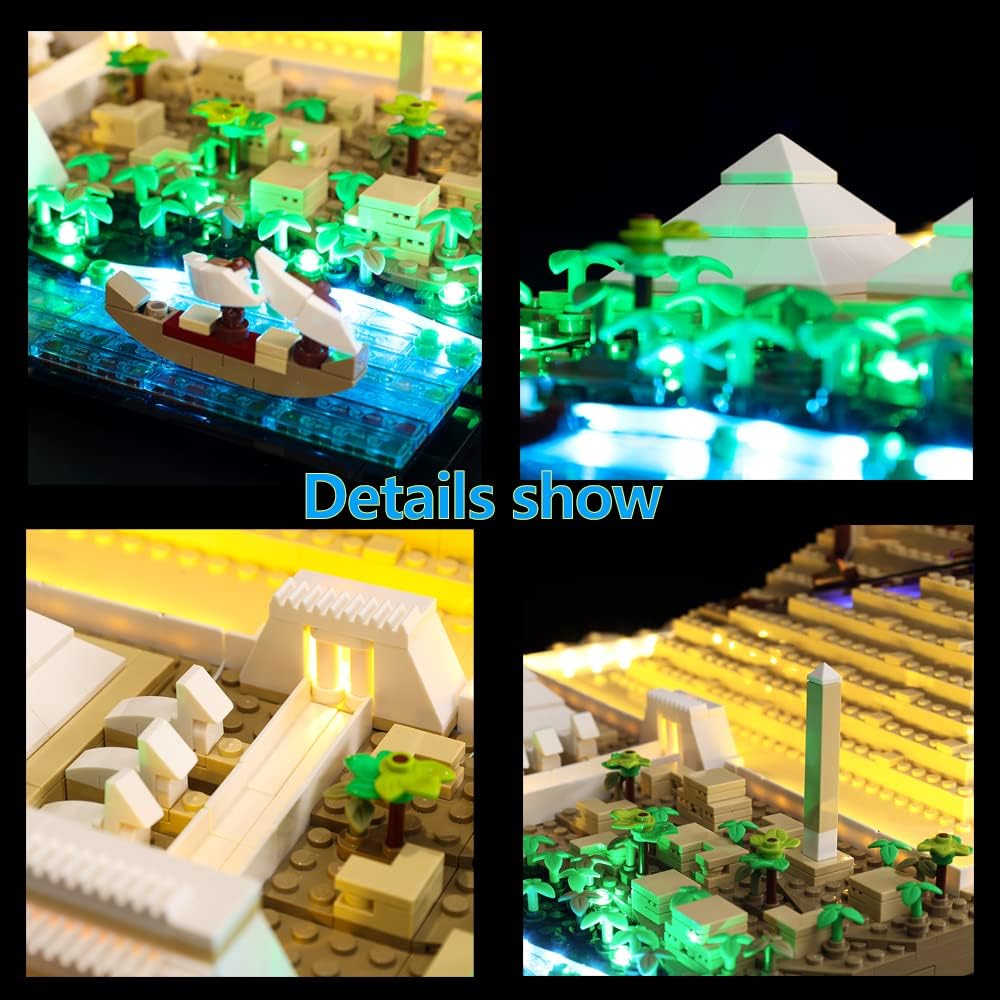 Kyglaring LED-Beleuchtungsset für Lego Grosse Pyramide von Gizeh 21058 (kein Modell) Architektur Lan