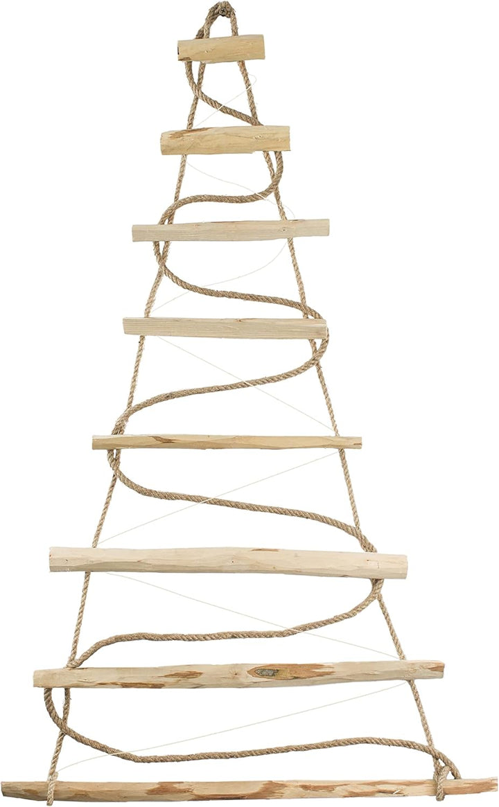 BOGATECO Handgemacht Weihnachtsbaum 95 cm hoch, aus Haselnussholz | Deko Anhänger | mit 200 cm LED-L