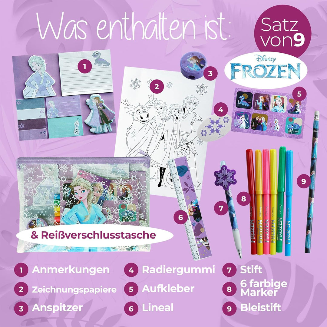 Disney - Frozen Federmäppchen für Mädchen - Frozen Stifte -Set mit Bleistiften, Stickern und Zeichen