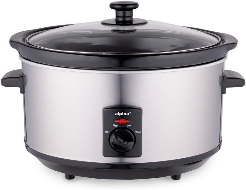 Alpina Slow Cooker - Schongarer - 3,5 Liter - Keramik-Innenbehälter - 3 Heizstufen -