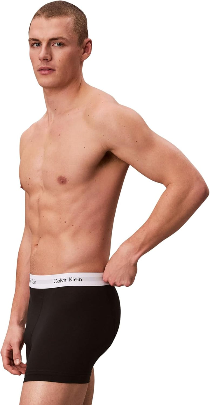 Calvin Klein Baumwolle Stretch 3 Pack Boxer Short, Schwarz Mit Blau/erdbeerfeld/schwarz XL Schwarz,