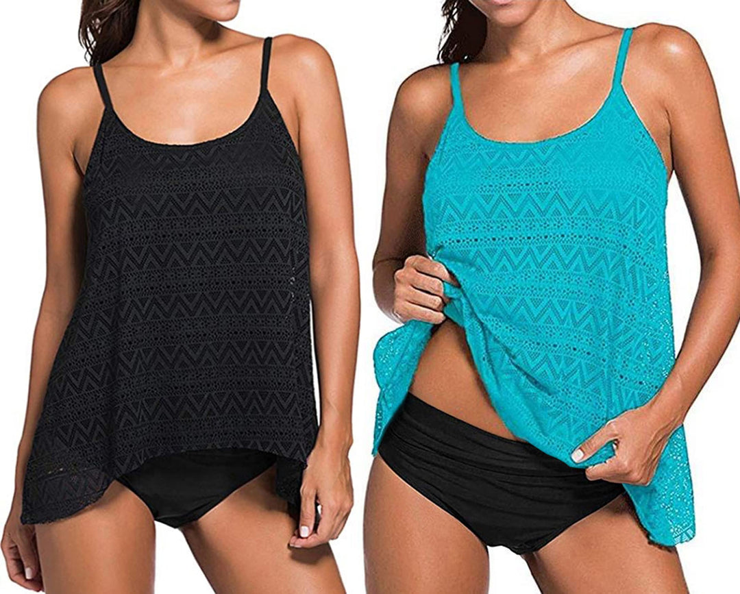 Octopus Figurumspielende Bademode im Oversize Look 3tlg. Tankini Set mit Slip f5685 46 Tankini Schwa