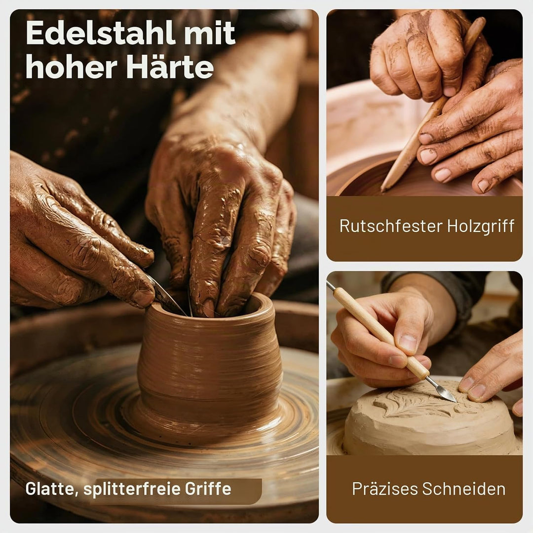 30 Stück Modellierwerkzeug Set,Töpferwerkzeug mit Aufbewahrungsbeutel aus Oxford-Gewebe,Ton Werkzeug