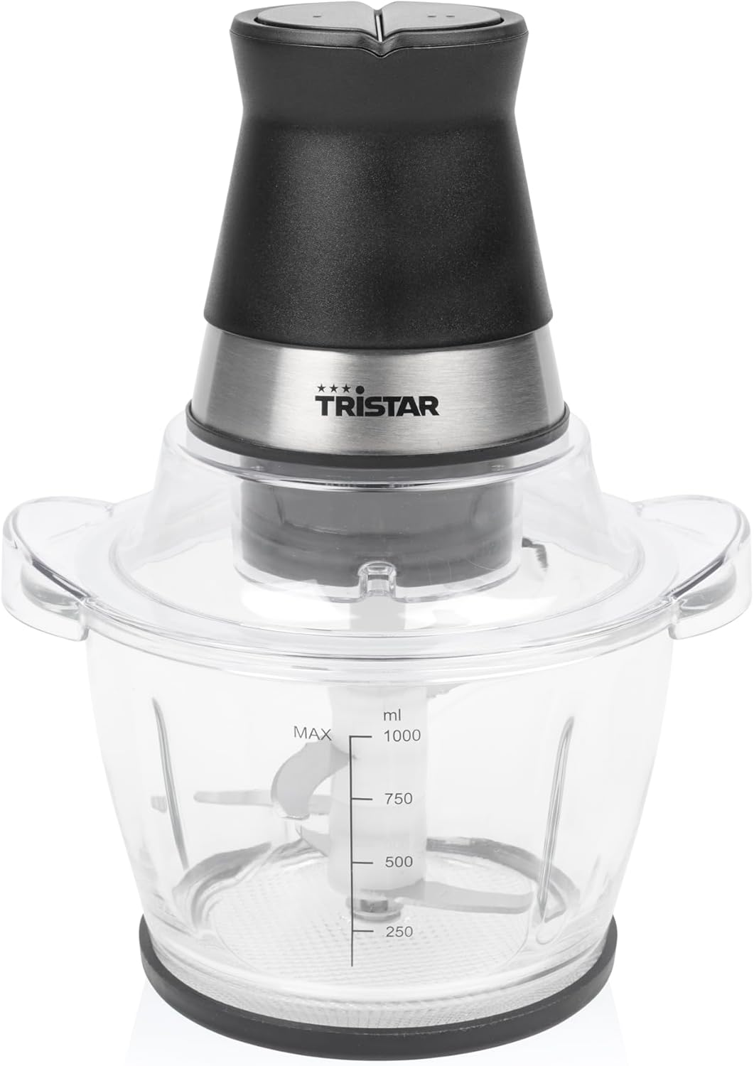 Tristar Zerkleinerer mit 1 L Glasbehälter, 4 Edelstahlklingen, 400 W Motor, Kompaktes Design, Spülma