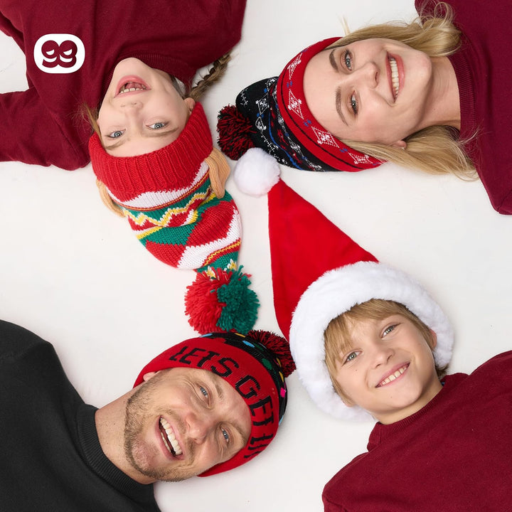 Giggling Getup Weihnachtsmütze, Premium-Weihnachtsmütze, Plüsch-Weihnachtsmütze aus rotem Samt mit B