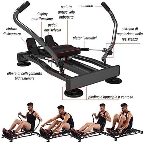 Ffitness FLMD412N Professionelles Rudergerät für Zuhause, hydraulischer Widerstand, Fitness Cardio T