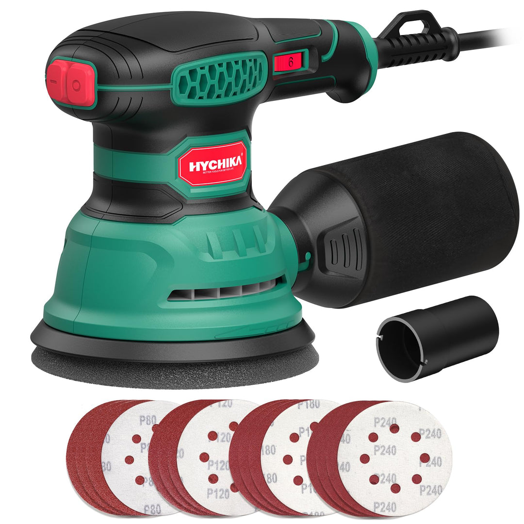 HYCHIKA Exzenterschleifer, 300W 12000OPM Exenterschleifmaschine, 6 Geschwindigkeiten, Compact Exzent