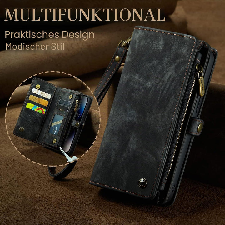 UFinetech iPhone 14 Pro Max Hülle, Flip Leder TPU Stossfest Kartenfach Tasche Handyhülle iPhone 14 P