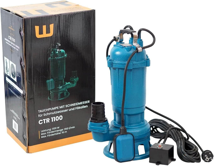 1100W WEISBACH PROFESSIONAL CTR Leistungsstarke Tauchpumpe Fäkalienpumpe Schmutzwasserpumpe mit Zerk