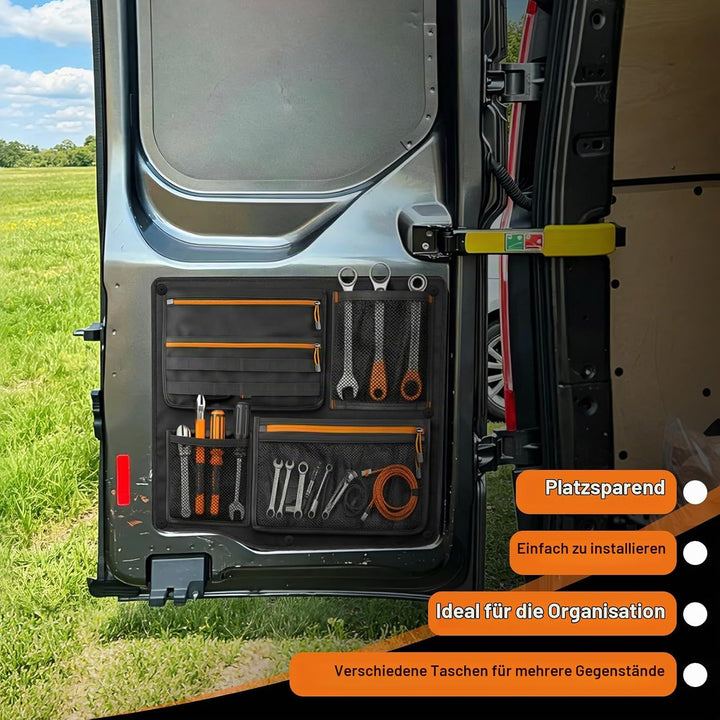 2PCS Scheunentor Aufbewahrungsorganizer kompatibel mit Ford Transit Custom 2006-2023, Taschen-Organi