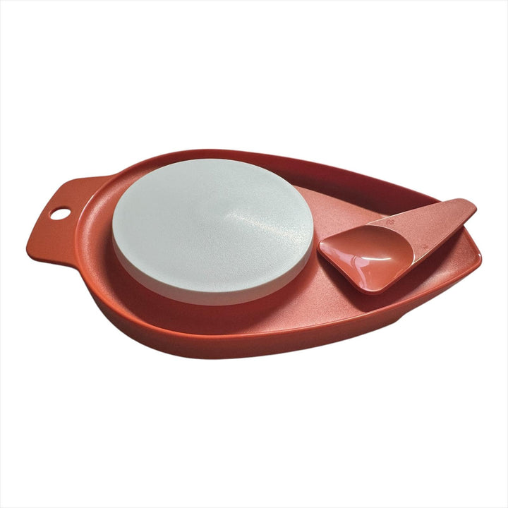Tupperware Schneidebrett Mamsell mit Spatel Tapferes Helferlein Orange kleines Brett Brettchen Obst