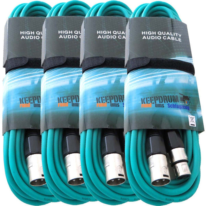 keepdrum Mikrofonkabel Grün XLR Female/XLR Male 10m 4 Stück 10m Grün, 10m Grün