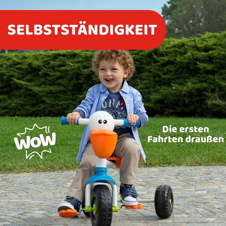 Chicco Pelikan Kinderdreirad, Dreirad für Mädchen und Jungen mit höhenverstellbarem Lenker, Sicherhe