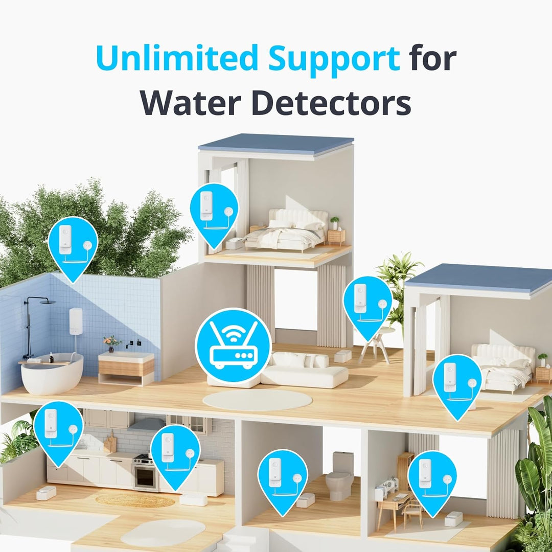 SwitchBot WLAN Wassermelder kein Hub erforderlich(nur 2.4G), Smart Wassersensor 100dB Einstellbarer