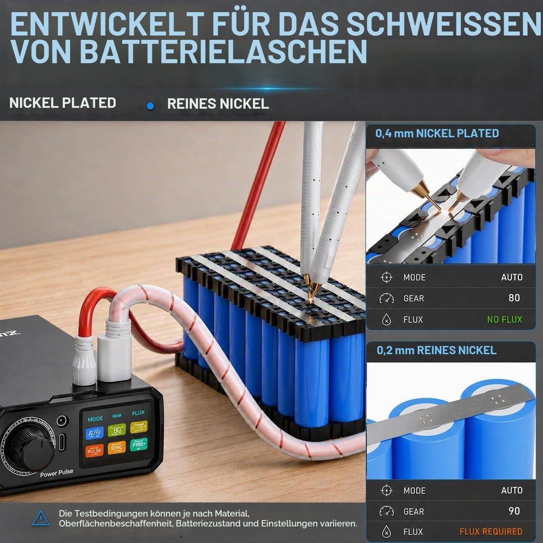 UK3 Tragbares Akku Punktschweissgerät: 10000mAh, 1650A maximale Dual-Puls-Punktschweissmaschine mit
