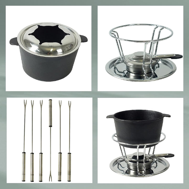 kela Fondue-Set Comore Gusseisen schwarz 19,5cm 20cmØ, 20x20x19,5