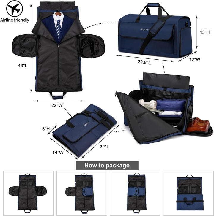 Kleidersack Reisetasche Anzugtasche Herren mit Abnehmbarer Schultergurt & Schuhfach, Faltbare Anzugt