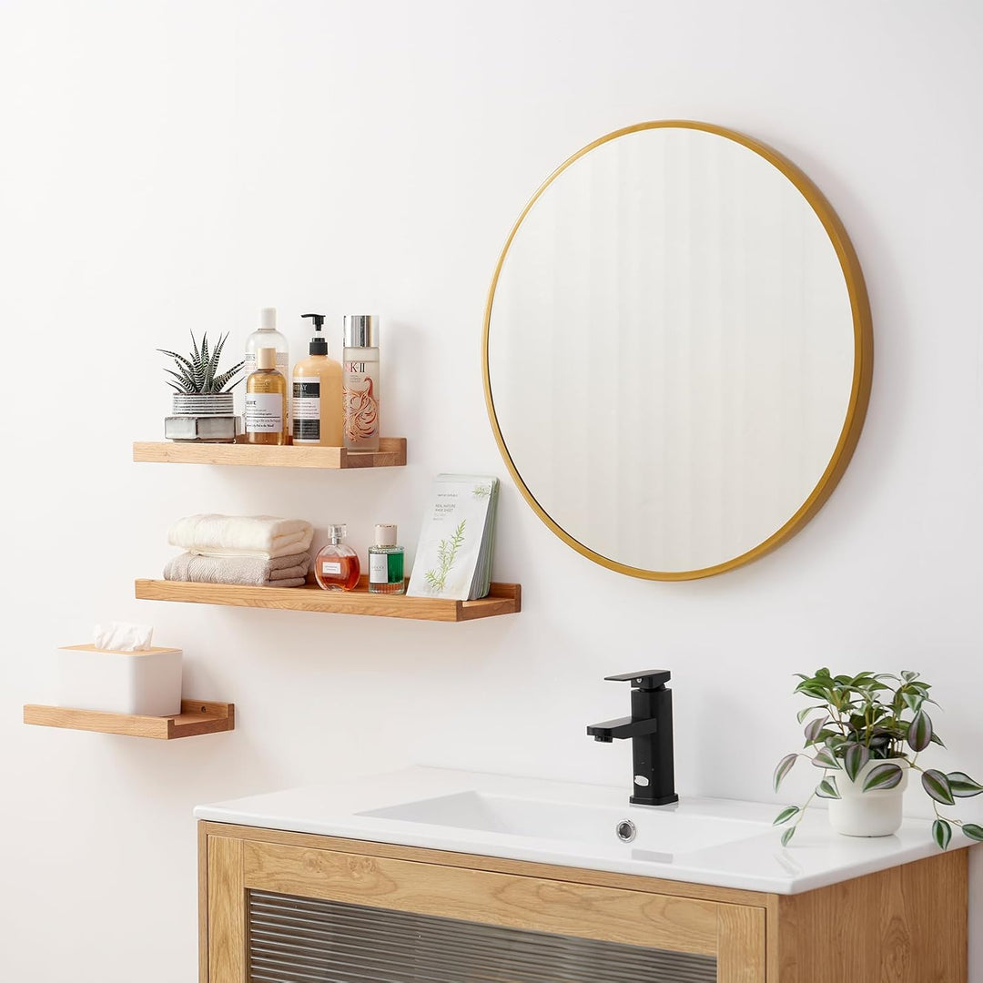 TREOAKWIS Bilderleiste Holz, 60cm Wandregal Holz Eiche Schweberegal Regale Naturholz Wandregale Mass
