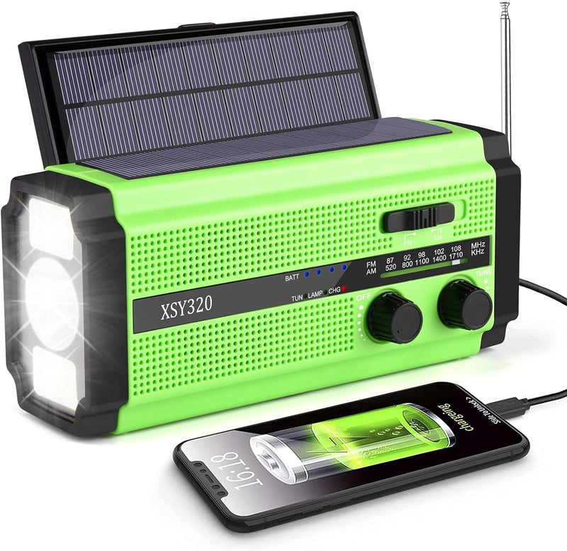 MILFECH Solar Radio, AM/FM Kurbelradio Tragbar Notfallradio mit 5000mAh Wiederaufladbare Batterie, 3