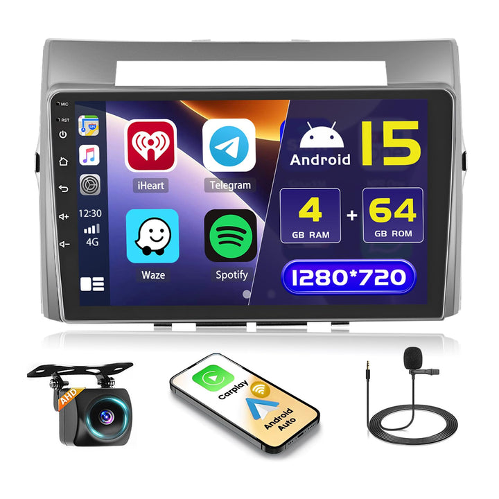 Hikity 4+64GB Android 15 Autoradio für Toyota Corolla Verso AR10 2004-2009 Mit Wireless Carplay Andr