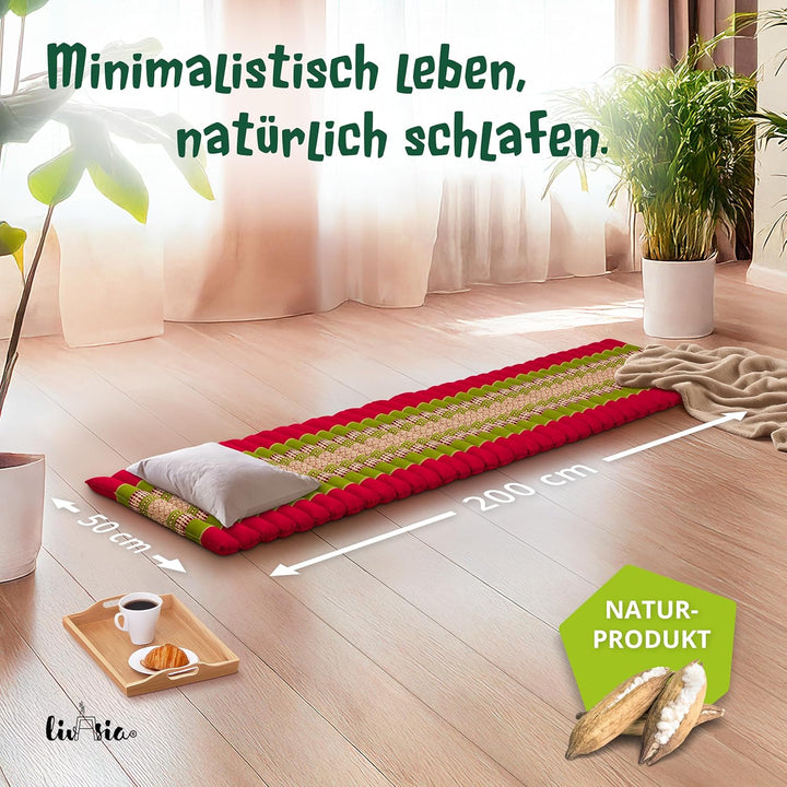 livasia Rollmatte Rollmatratze L-200x110x4,5cm, Gästebett Gästematratze 1 Person, Reisebett Kofferra