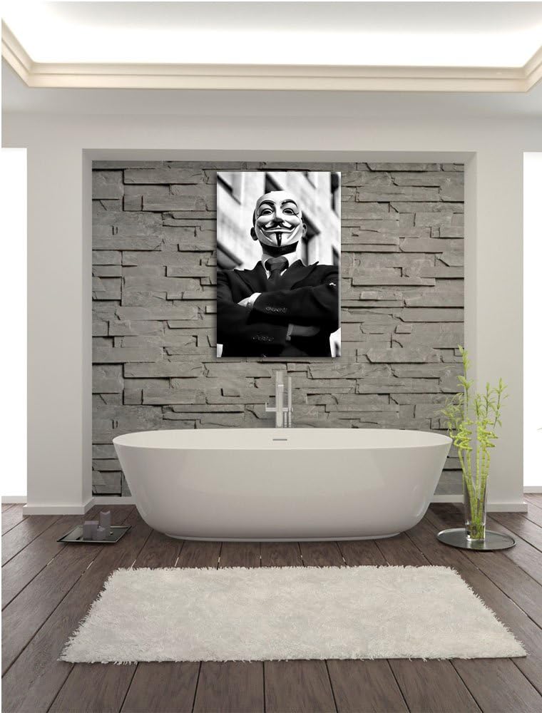 Pixxprint Anonymus Maske als Leinwandbild/Grösse: 100x70 / Wandbild/Kunstdruck/fertig bespannt, 100x