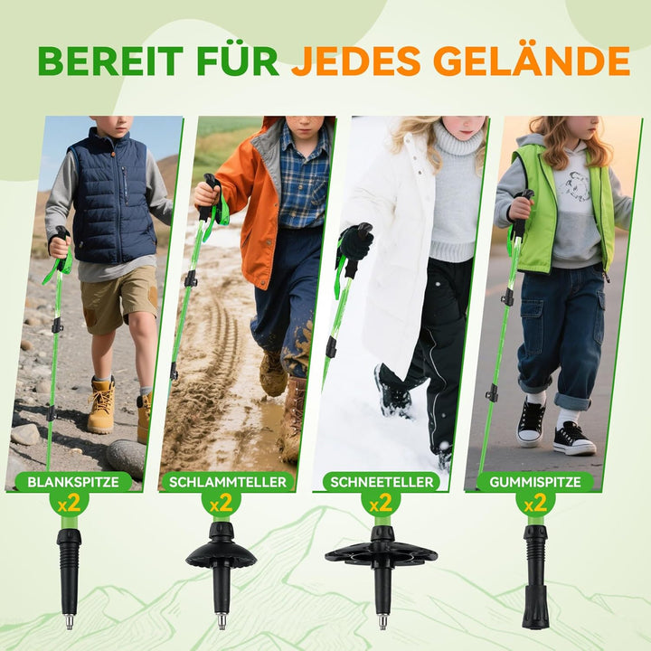 Clostnature Wanderstöcke Kinder Teleskop - Verstellbare Trekkingstöcke für Kinder, 2 Stück Leichte W