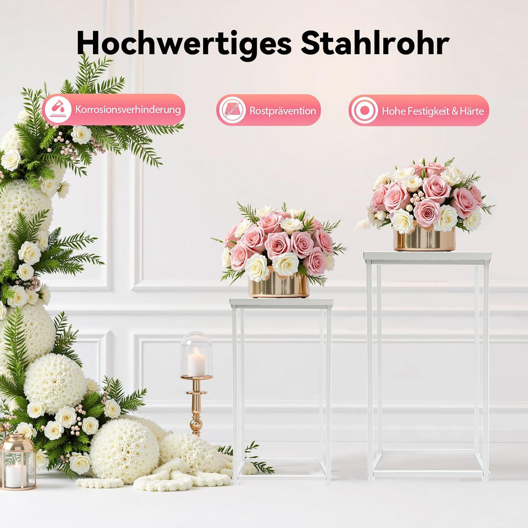 4 Stück Blumensäule Metall Hochzeitsvase Blumensäule Quadratisch Pflanzensäule Dekosäule Blumenhocke