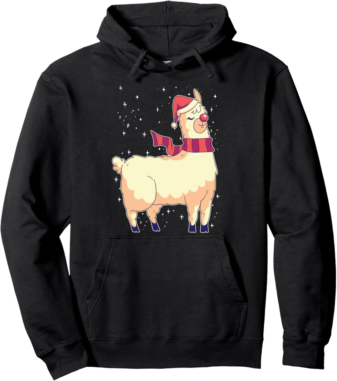 Lustiges und stolzes Weihnachtsalpaka mit Weihnachtsmütze Pullover Hoodie