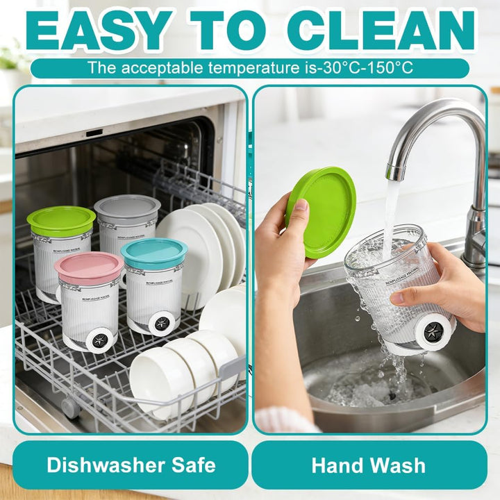 NAVESO 4 Stück Ersatz für Ninja Creami Deluxe Behälter, 500ML Eisbehälter für Ninja Creami NC700 NC7