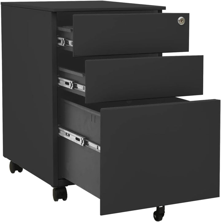 vidaXL Aktenschrank mit Rollen Rollcontainer Bürocontainer Schubladenschrank Büroschrank Stahlschran
